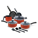 Jogo de Panelas Kit 9 Pçs Antiaderente Tampa Vidro Teflon