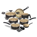 Jogo De Panelas Antiaderente 10 Pçs Kit Conjunto Teflon Tampa de Vidro Várias Cores Durável Moderna