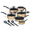 Jogo de Panelas Kit 9 Pçs Antiaderente Tampa Vidro Teflon