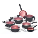 Jogo De Panelas Antiaderente 10 Pçs Kit Conjunto Teflon Tampa de Vidro Várias Cores Durável Moderna