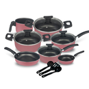 Jogo De Panelas Antiaderente 10 Pçs Kit Conjunto Teflon Tampa de Vidro Várias Cores Durável Moderna